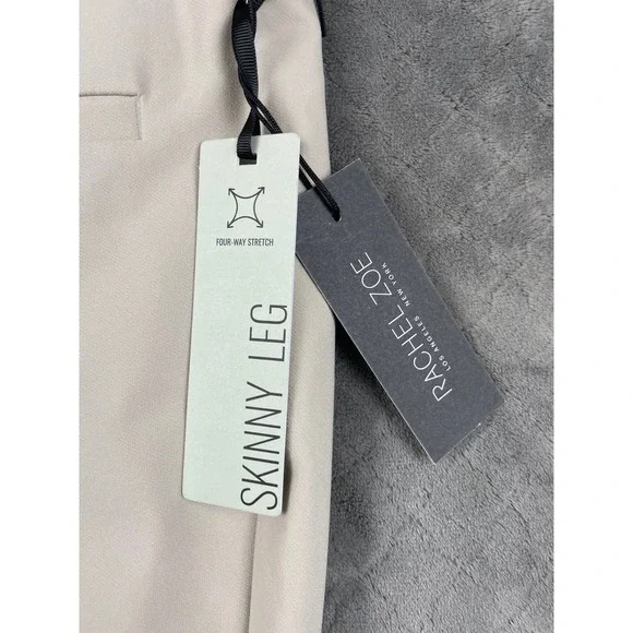 RACHEL ZOE Hi Rise Slim Leg Pants Beige Four Way Stretch Size 14 - Picture 3 of 11